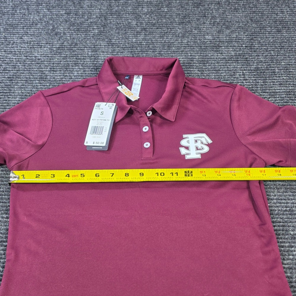 Adidas Golf Polo Shirt Womens Small Maroon NEW FSU Seminoles UPF 50 FK3676 - Picture 4 of 9